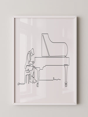 Pianist Linienzeichnung minimalistisch