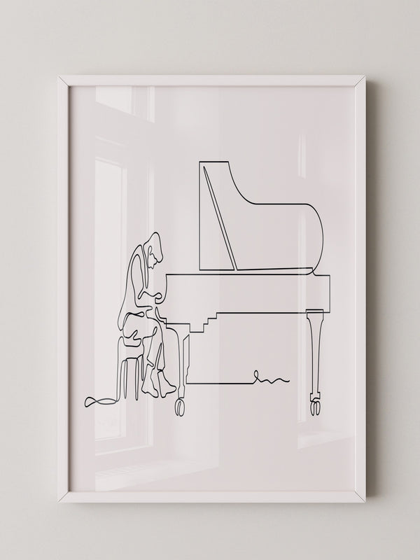 Pianist Linienzeichnung minimalistisch