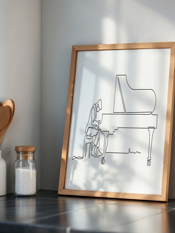Pianist Linienzeichnung minimalistisch