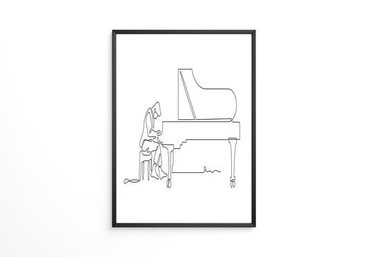 Pianist Linienzeichnung minimalistisch