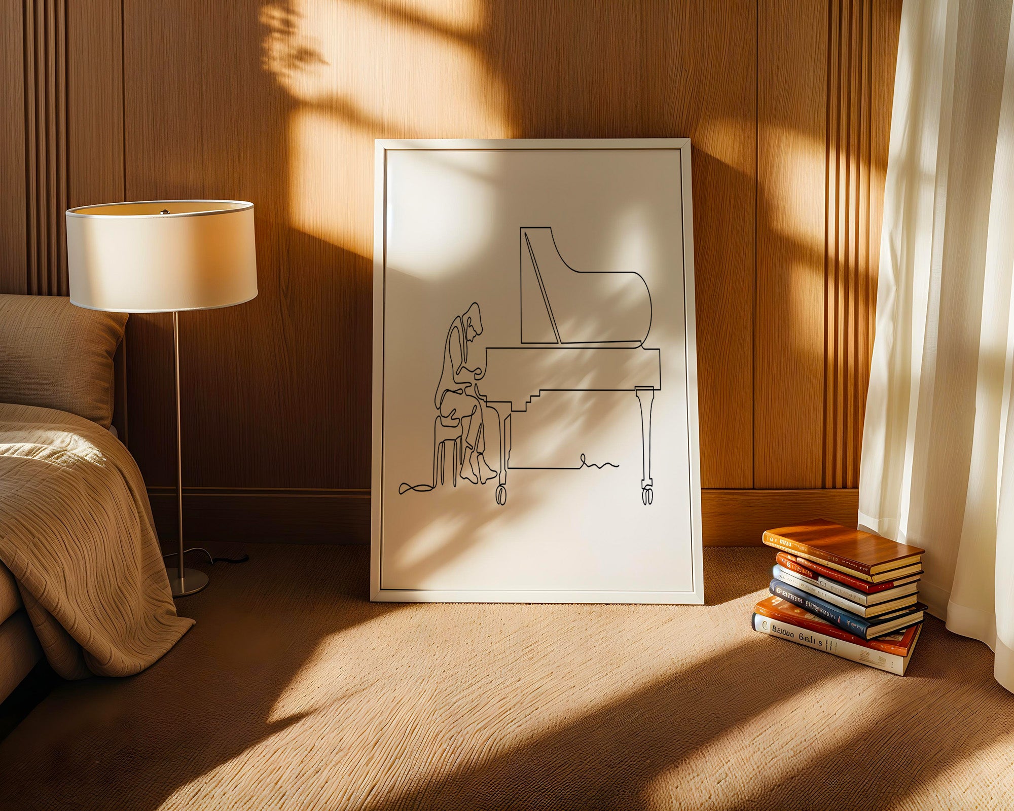 Pianist Linienzeichnung minimalistisch