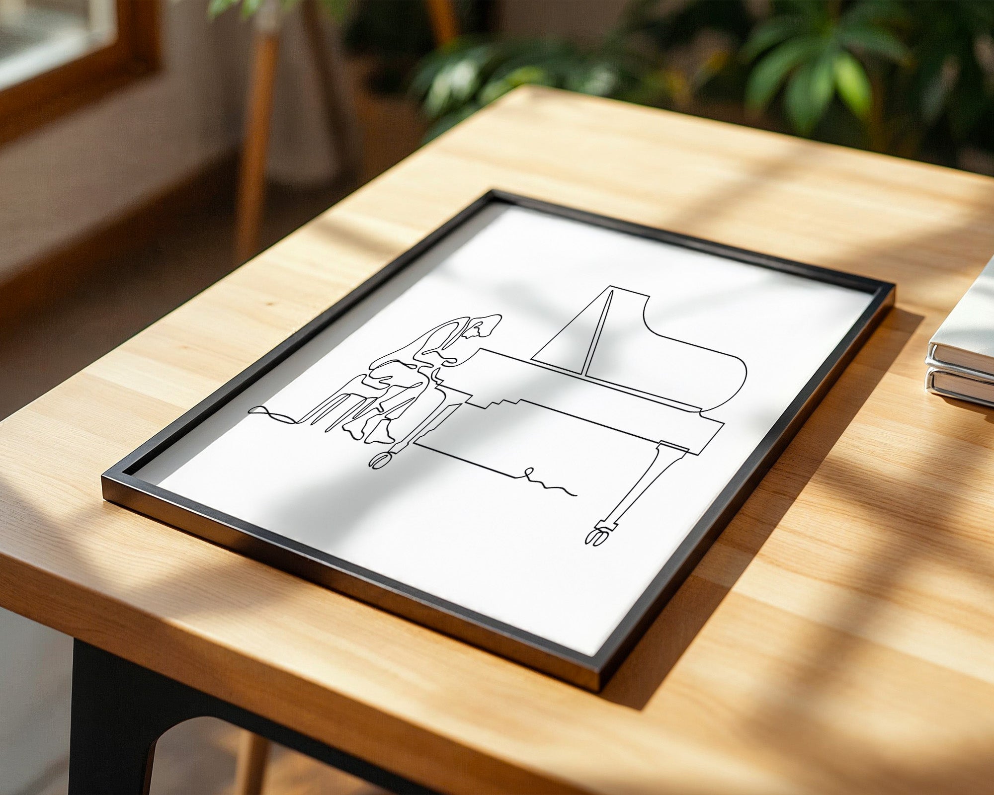 Pianist Linienzeichnung minimalistisch