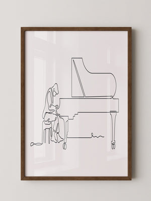 Pianist Linienzeichnung minimalistisch