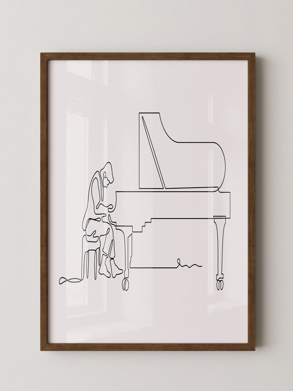 Pianist Linienzeichnung minimalistisch