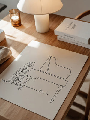 Pianist Linienzeichnung minimalistisch