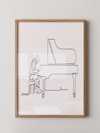 Pianist Linienzeichnung minimalistisch
