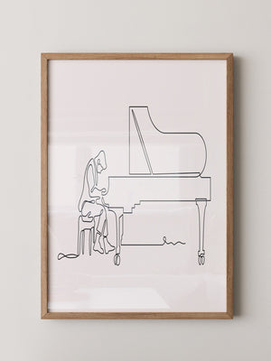 Pianist Linienzeichnung minimalistisch