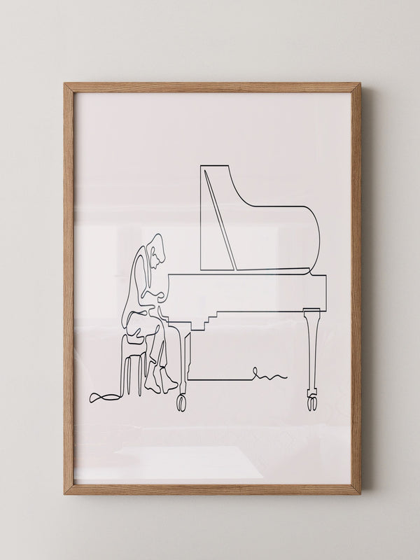 Pianist Linienzeichnung minimalistisch
