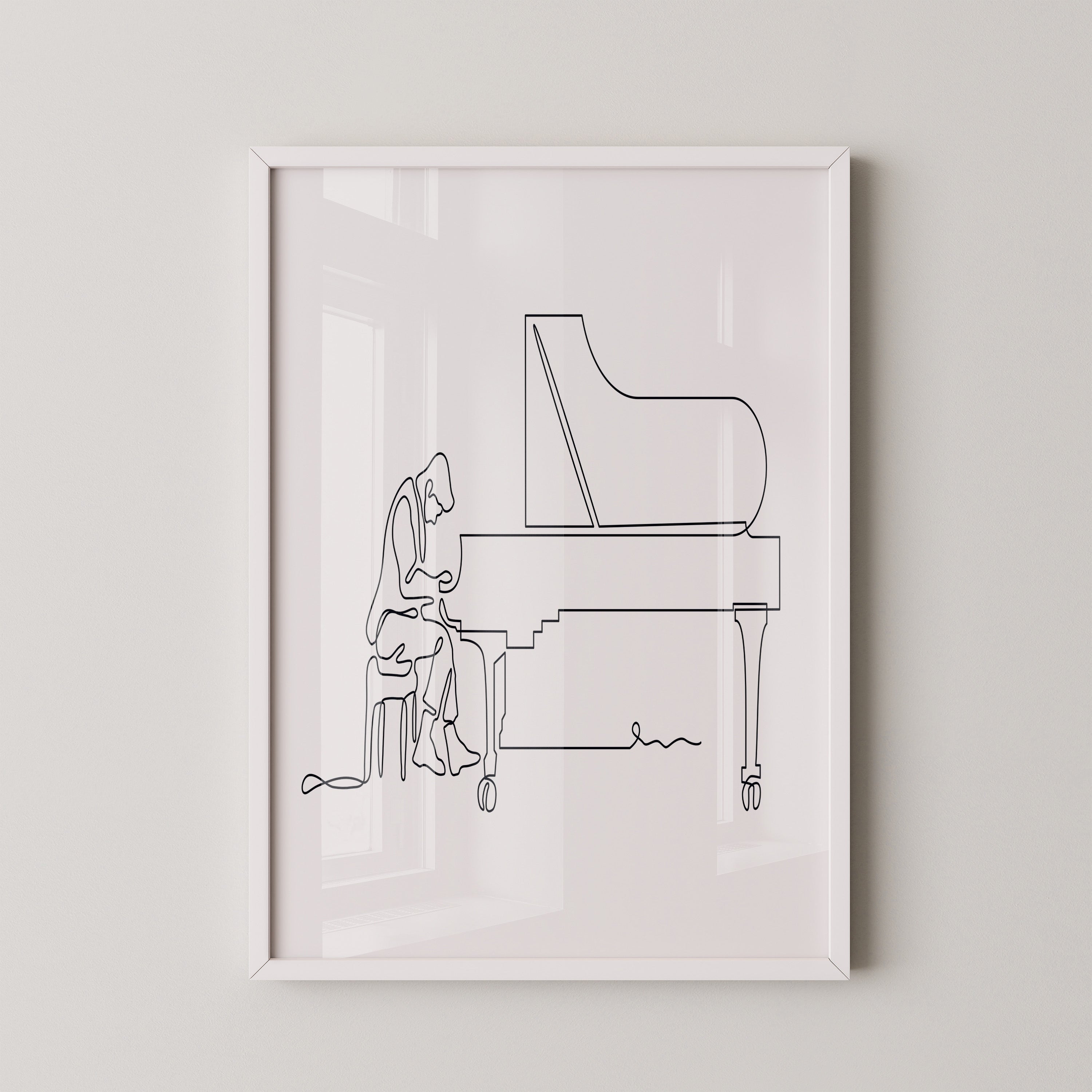 Pianist Linienzeichnung minimalistisch