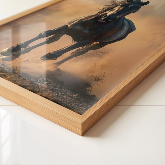 Schwarzes Pferd Staubwolke