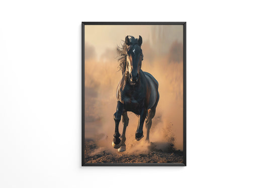 Schwarzes Pferd Staubwolke