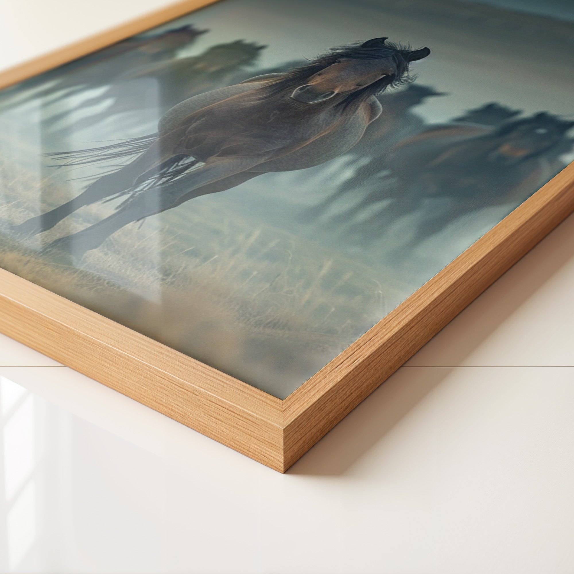 Pferdeherde Nebel Stimmung