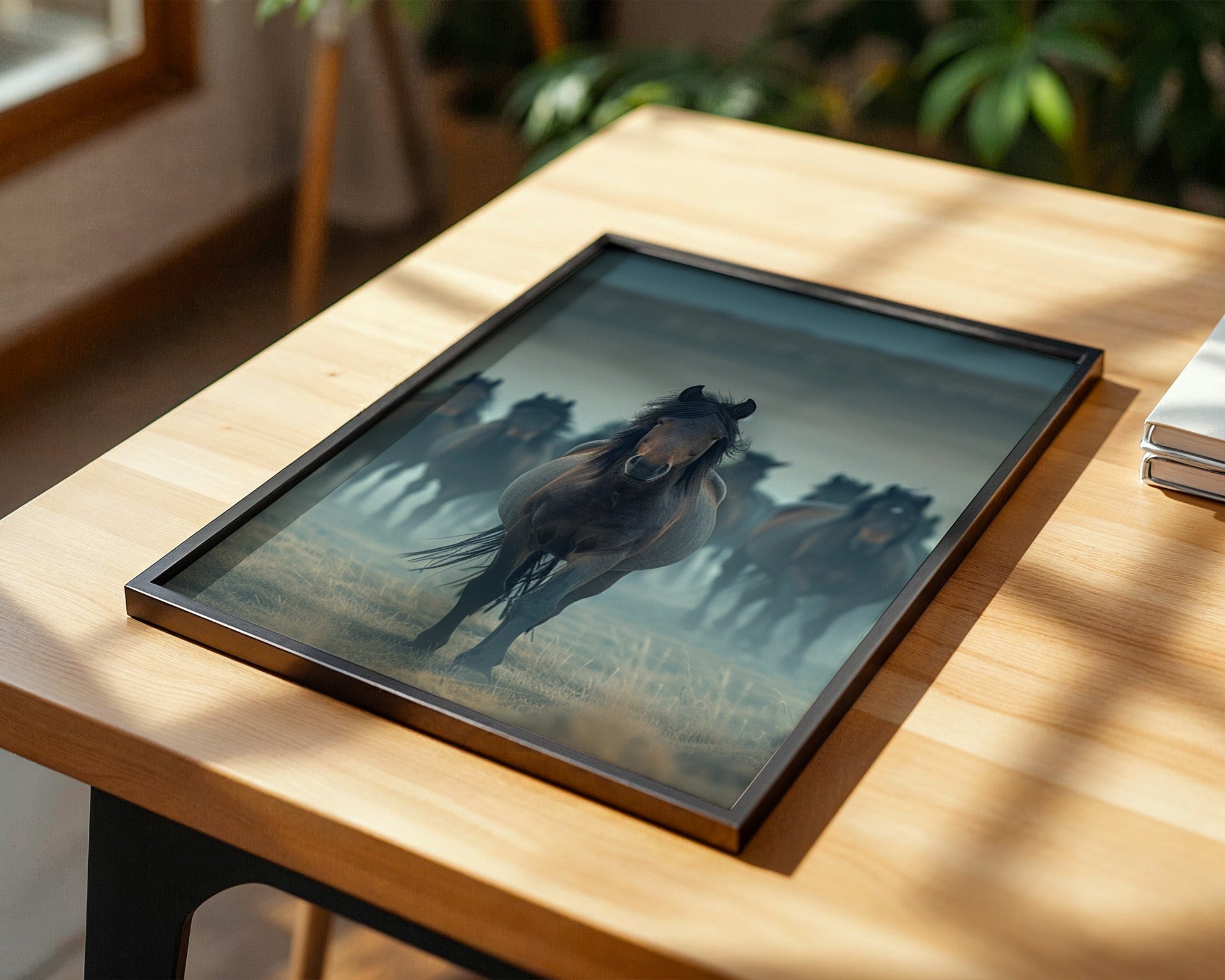 Pferdeherde Nebel Stimmung