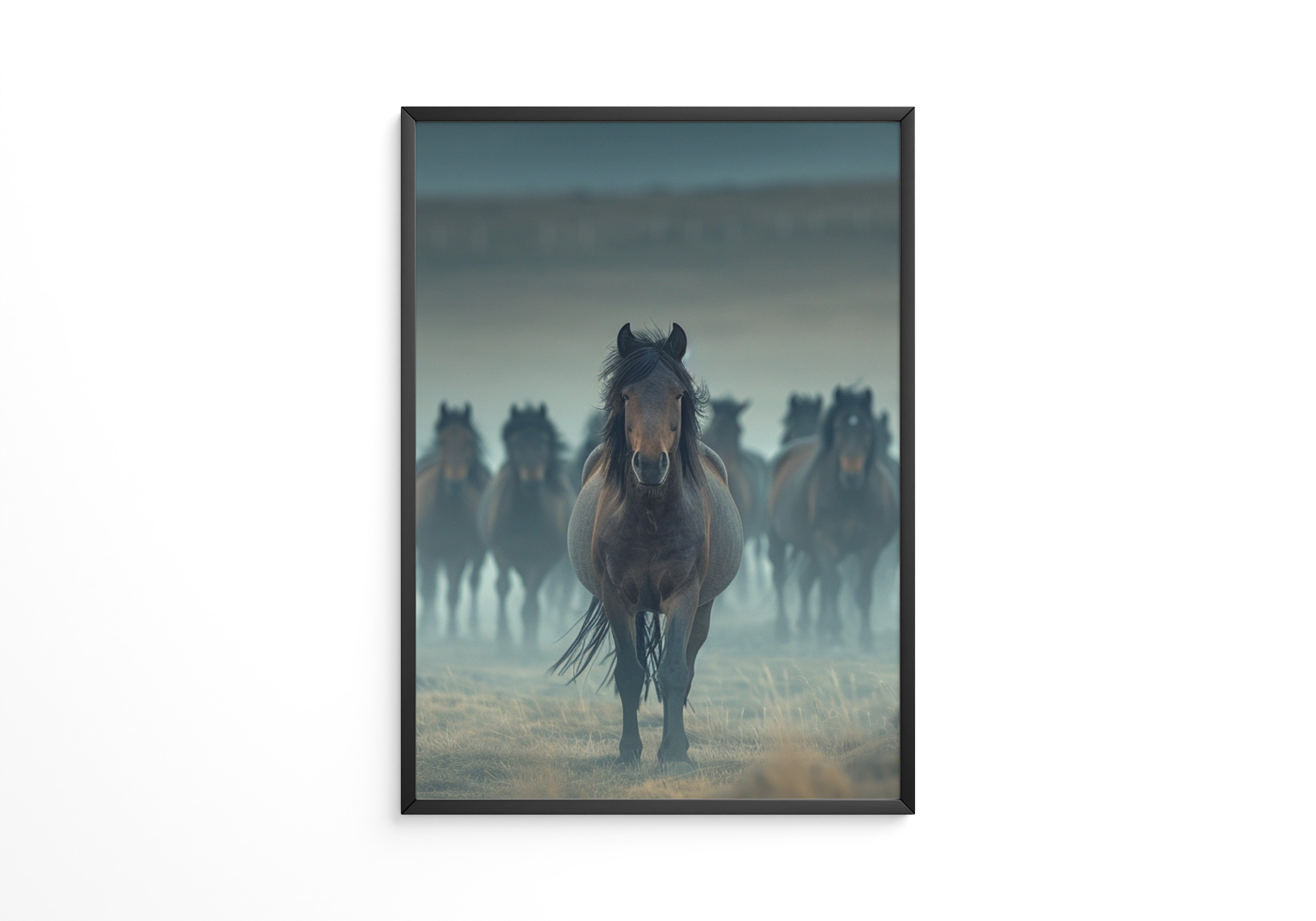 Pferdeherde Nebel Stimmung