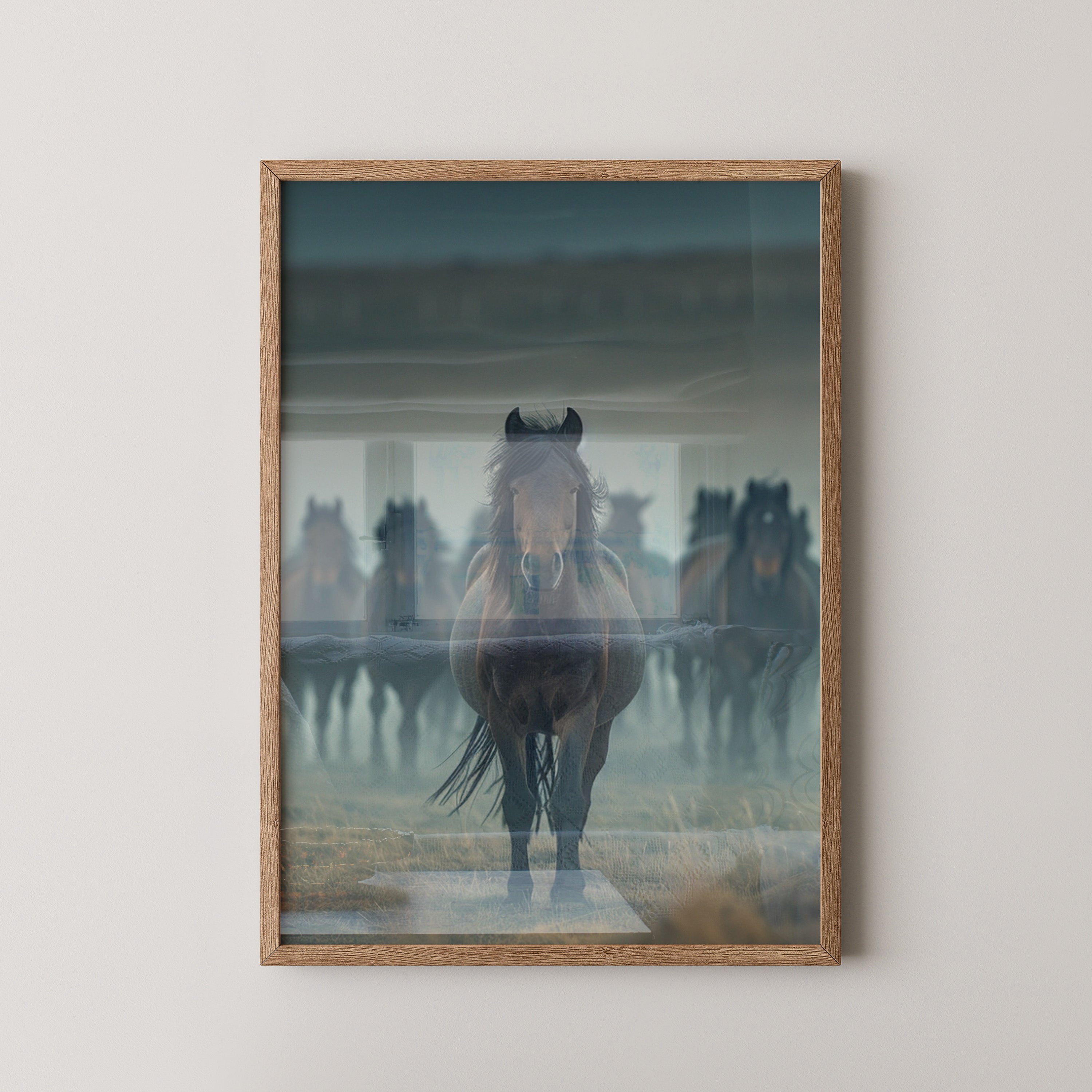 Pferdeherde Nebel Stimmung