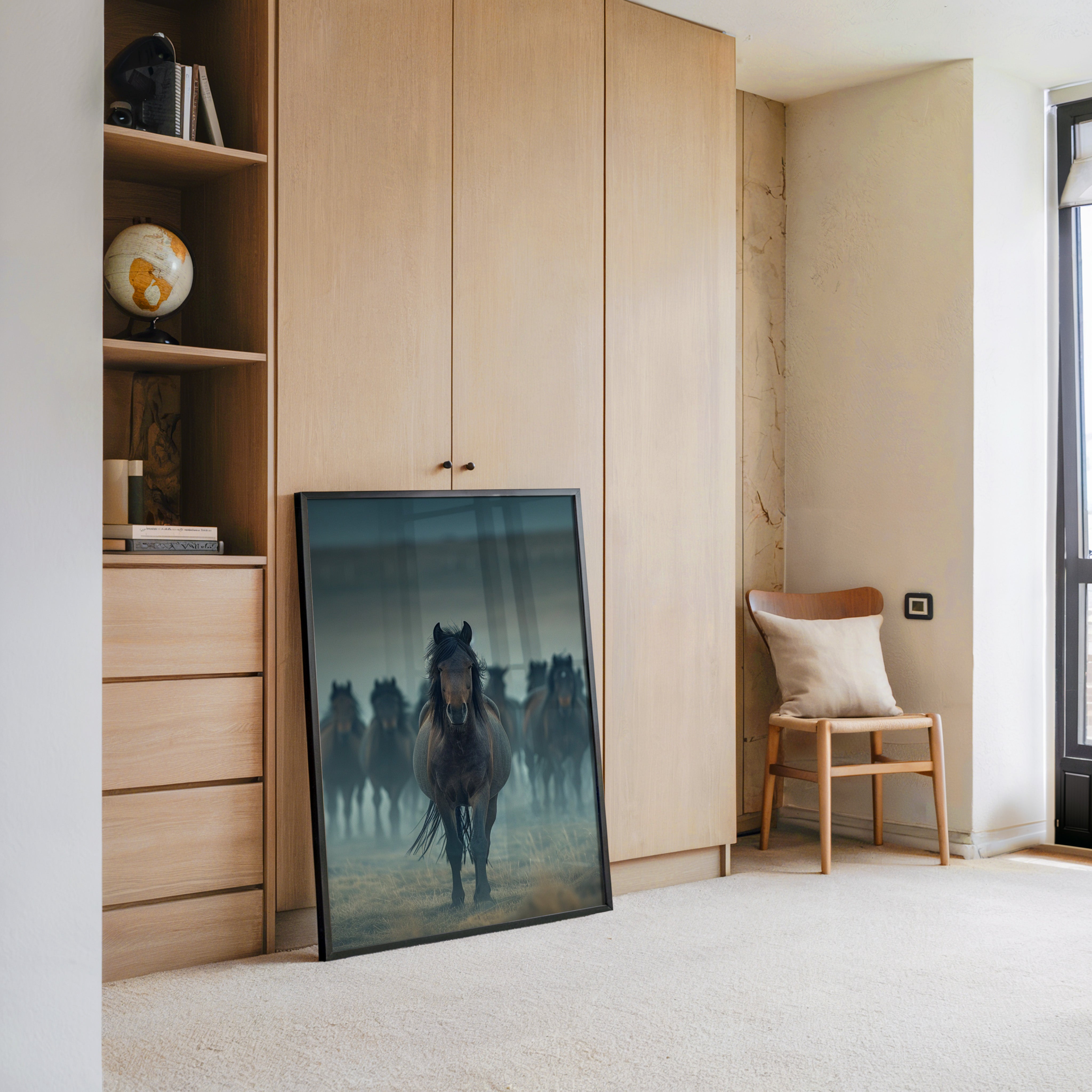 Pferdeherde Nebel Stimmung