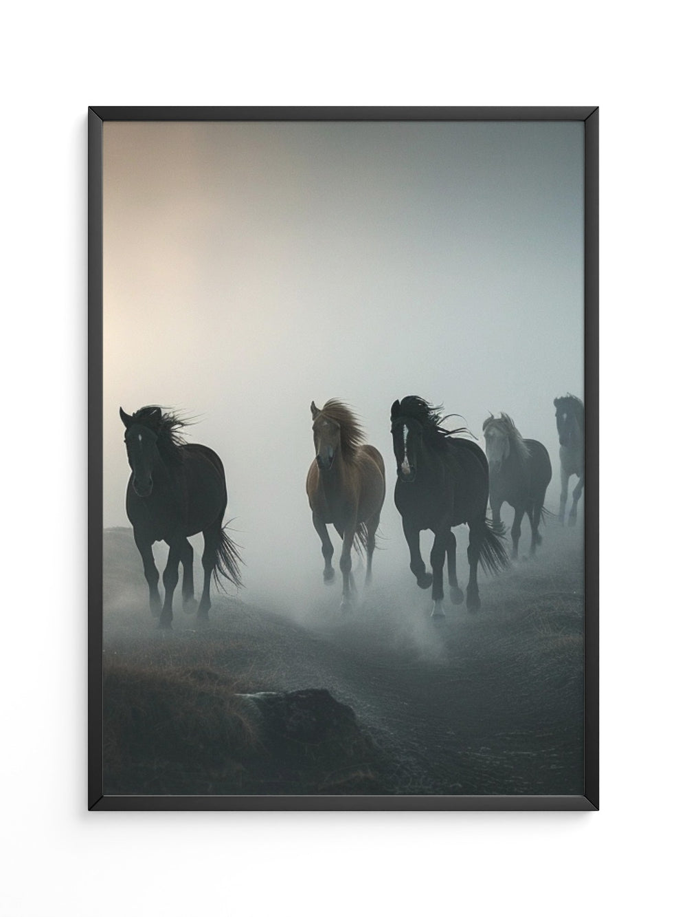 Pferde Galopp Nebelstimmung