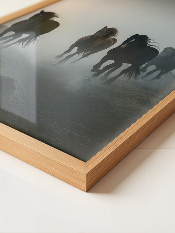 Pferde Galopp Nebelstimmung