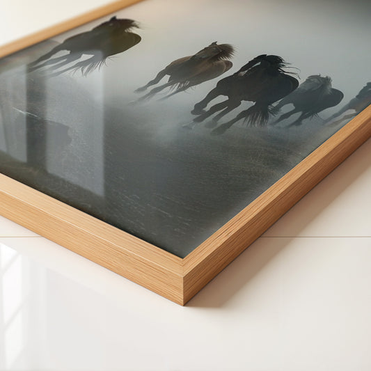 Pferde Galopp Nebelstimmung