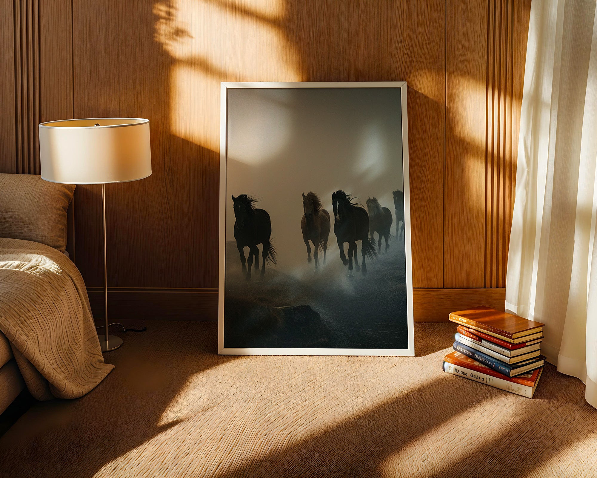 Pferde Galopp Nebelstimmung