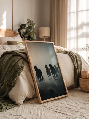 Pferde Galopp Nebelstimmung