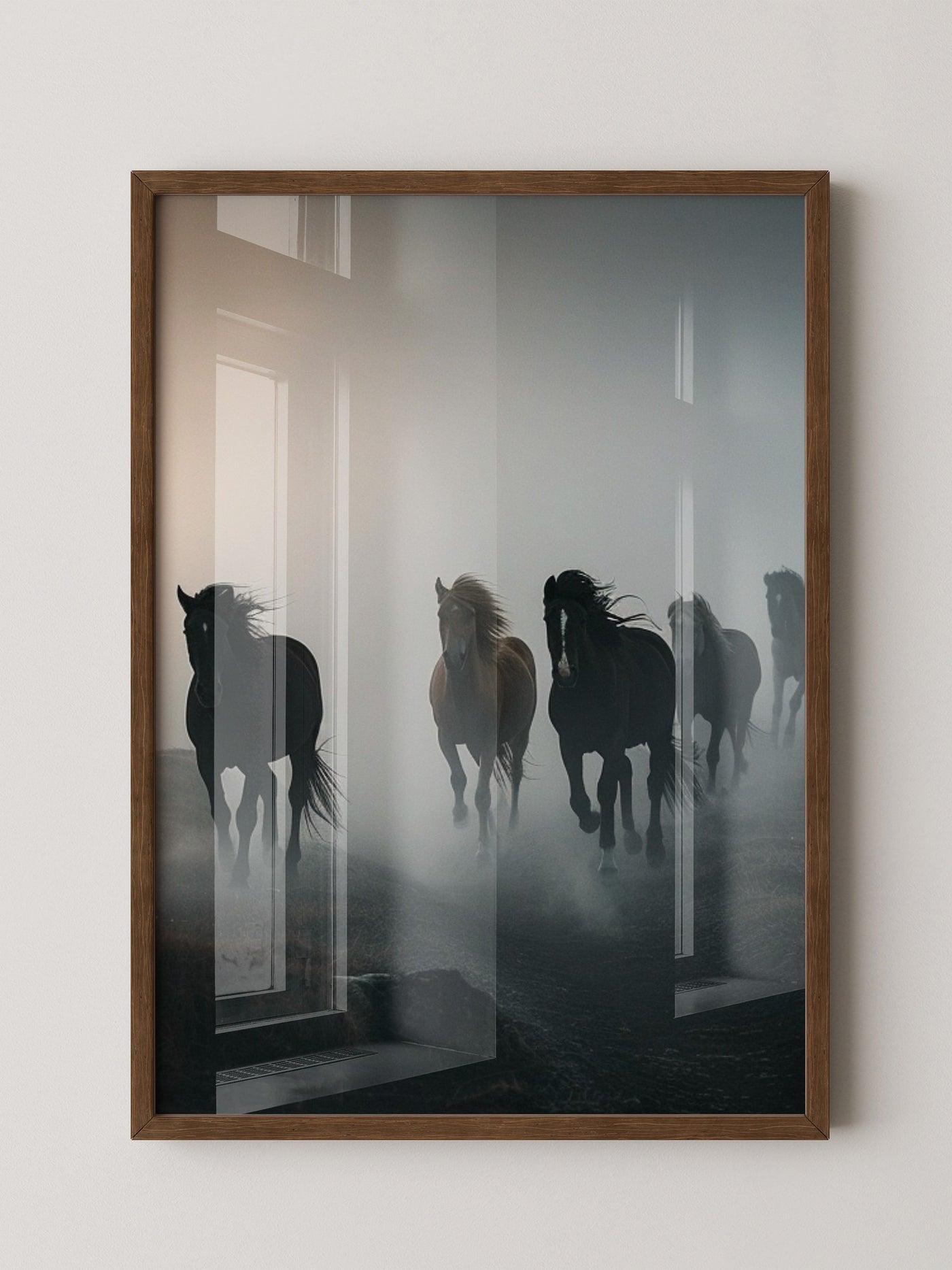 Pferde Galopp Nebelstimmung