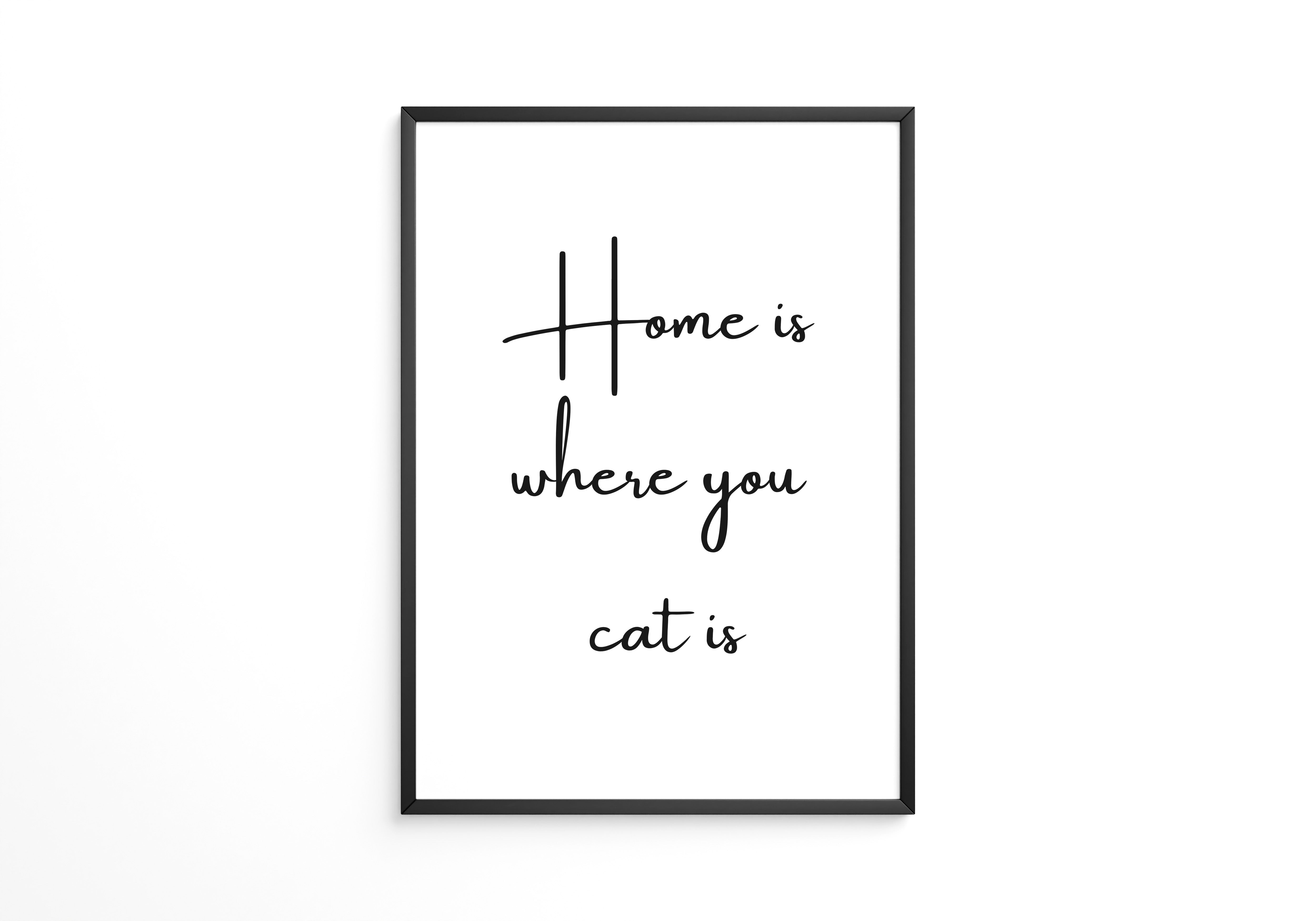 Schriftzug Zuhause Katze Liebe