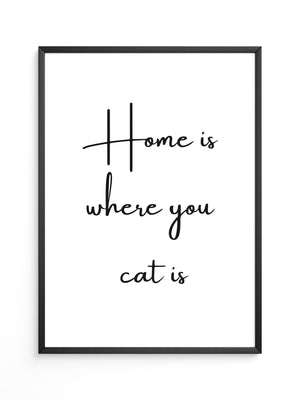 Schriftzug Zuhause Katze Liebe