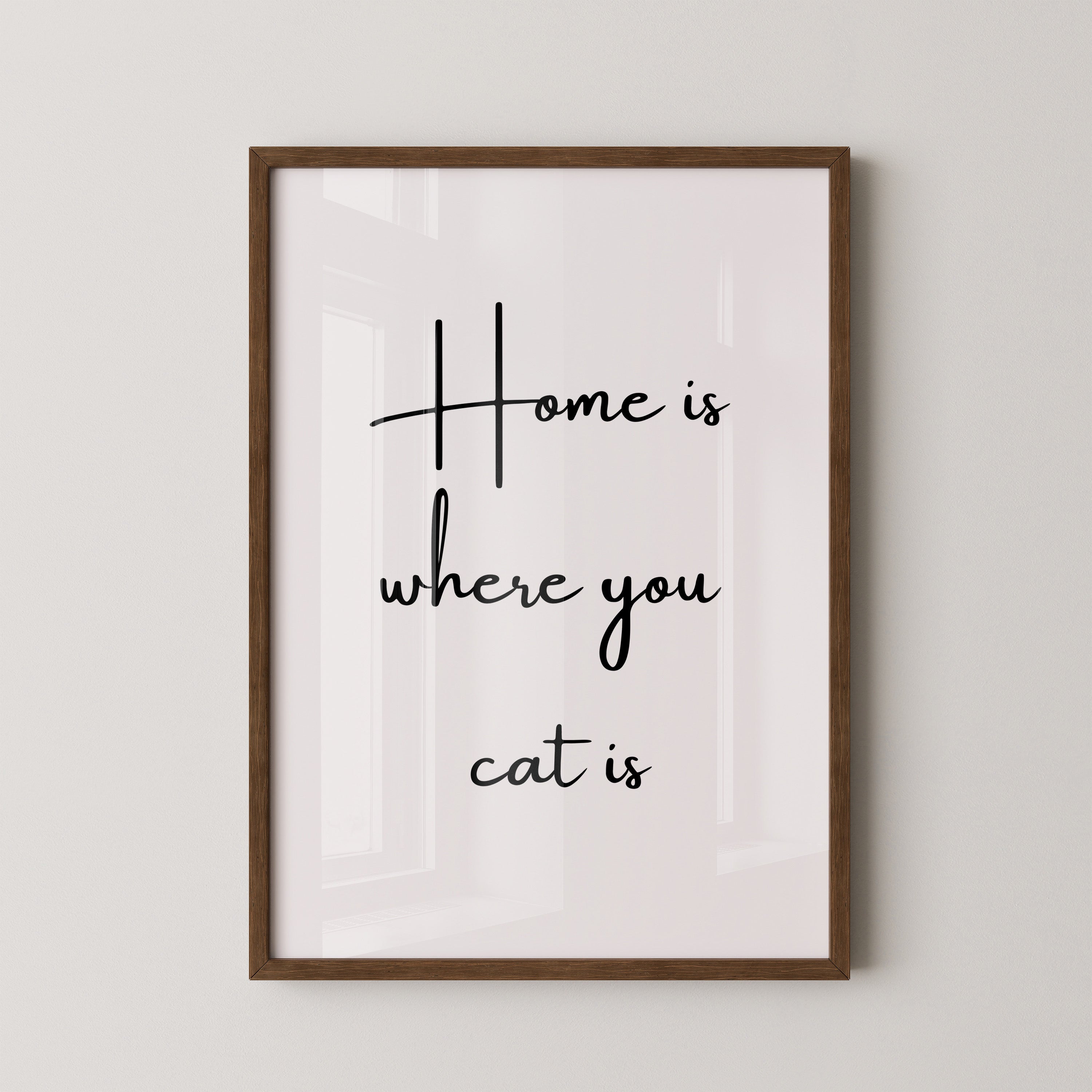 Schriftzug Zuhause Katze Liebe