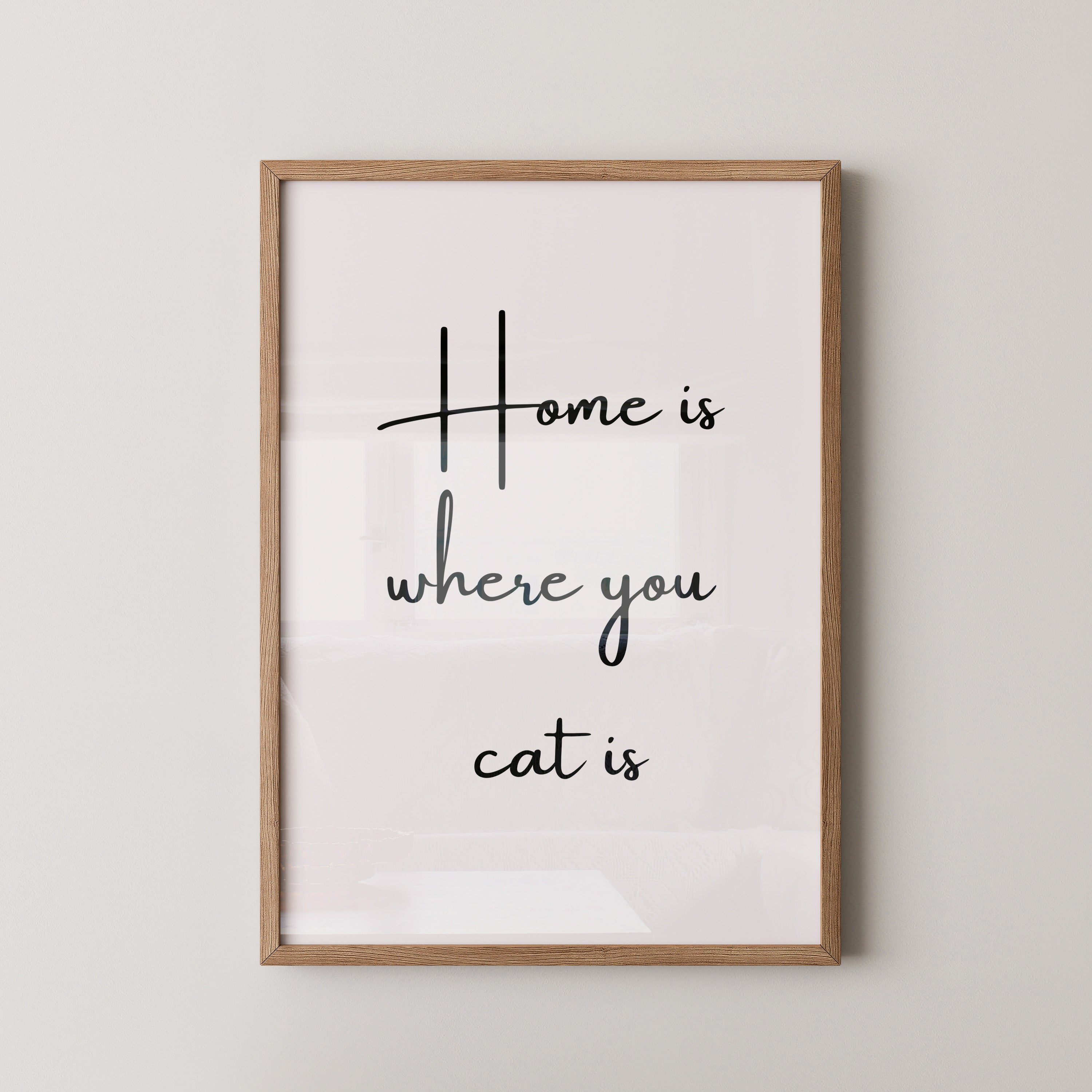 Schriftzug Zuhause Katze Liebe