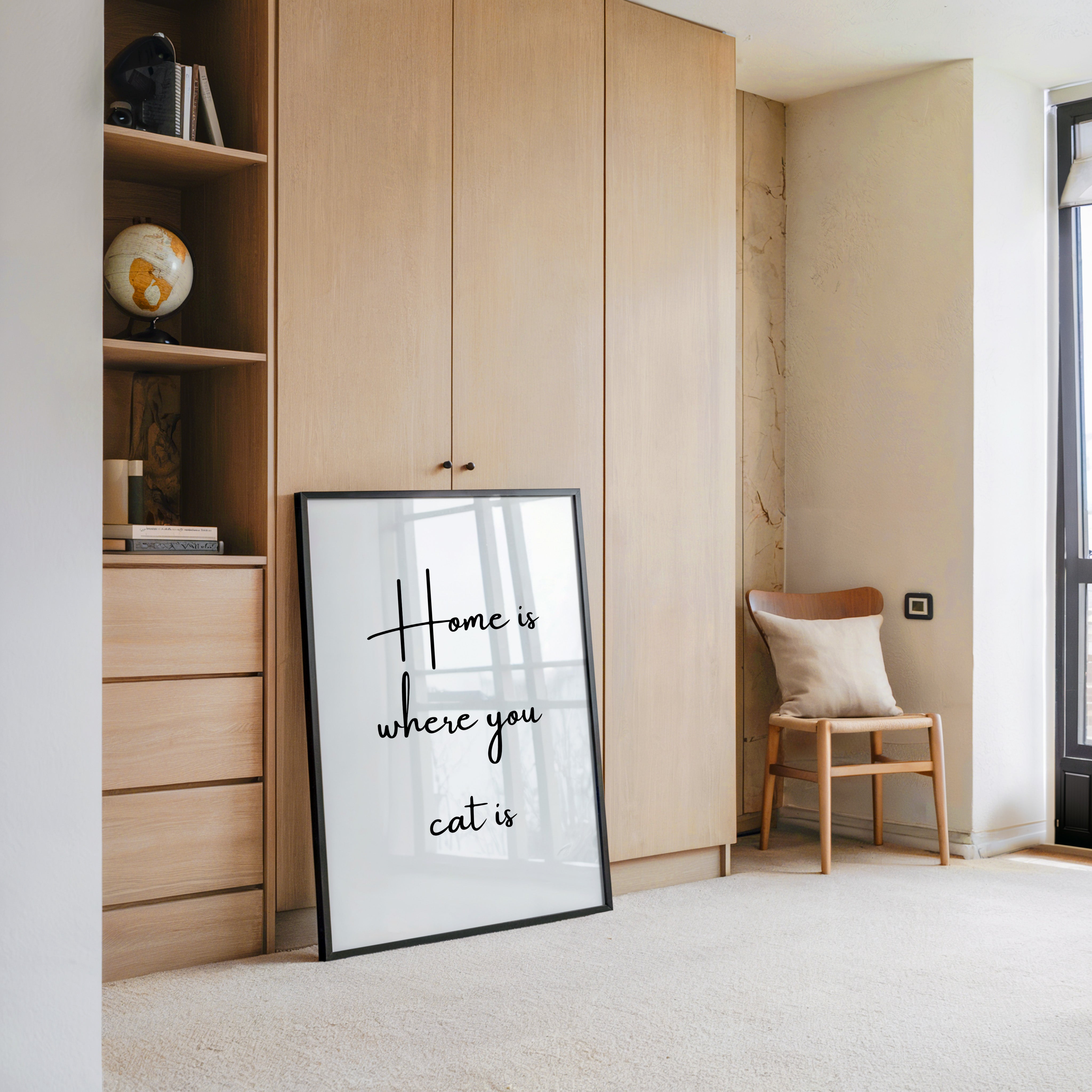 Schriftzug Zuhause Katze Liebe