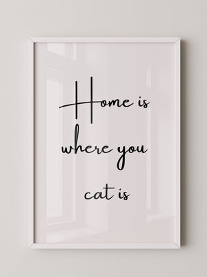 Schriftzug Zuhause Katze Liebe