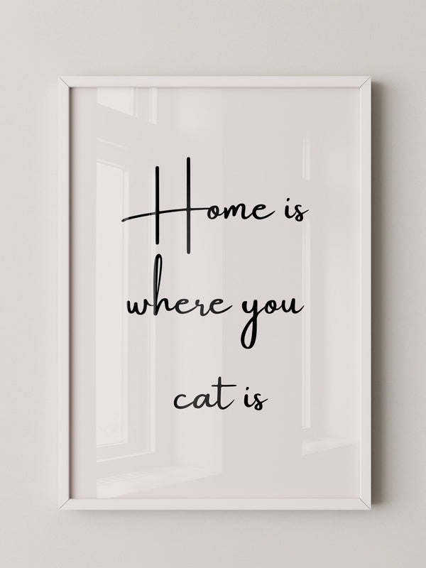 Schriftzug Zuhause Katze Liebe