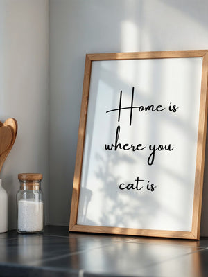 Schriftzug Zuhause Katze Liebe