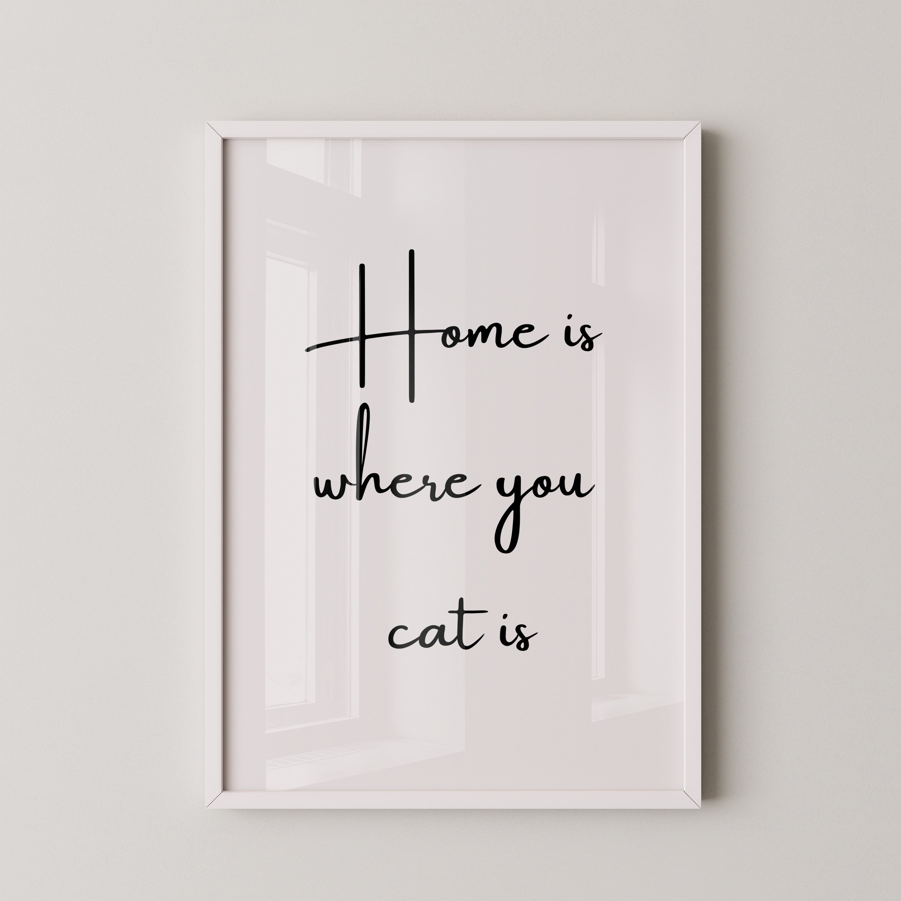 Schriftzug Zuhause Katze Liebe