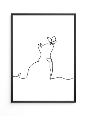 Katze Schmetterling Lineart