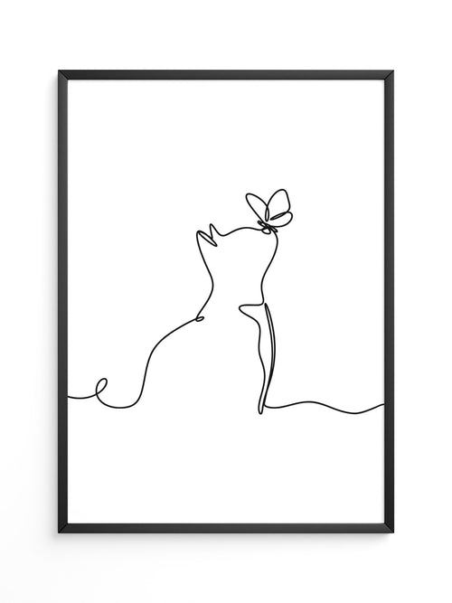Katze Schmetterling Lineart
