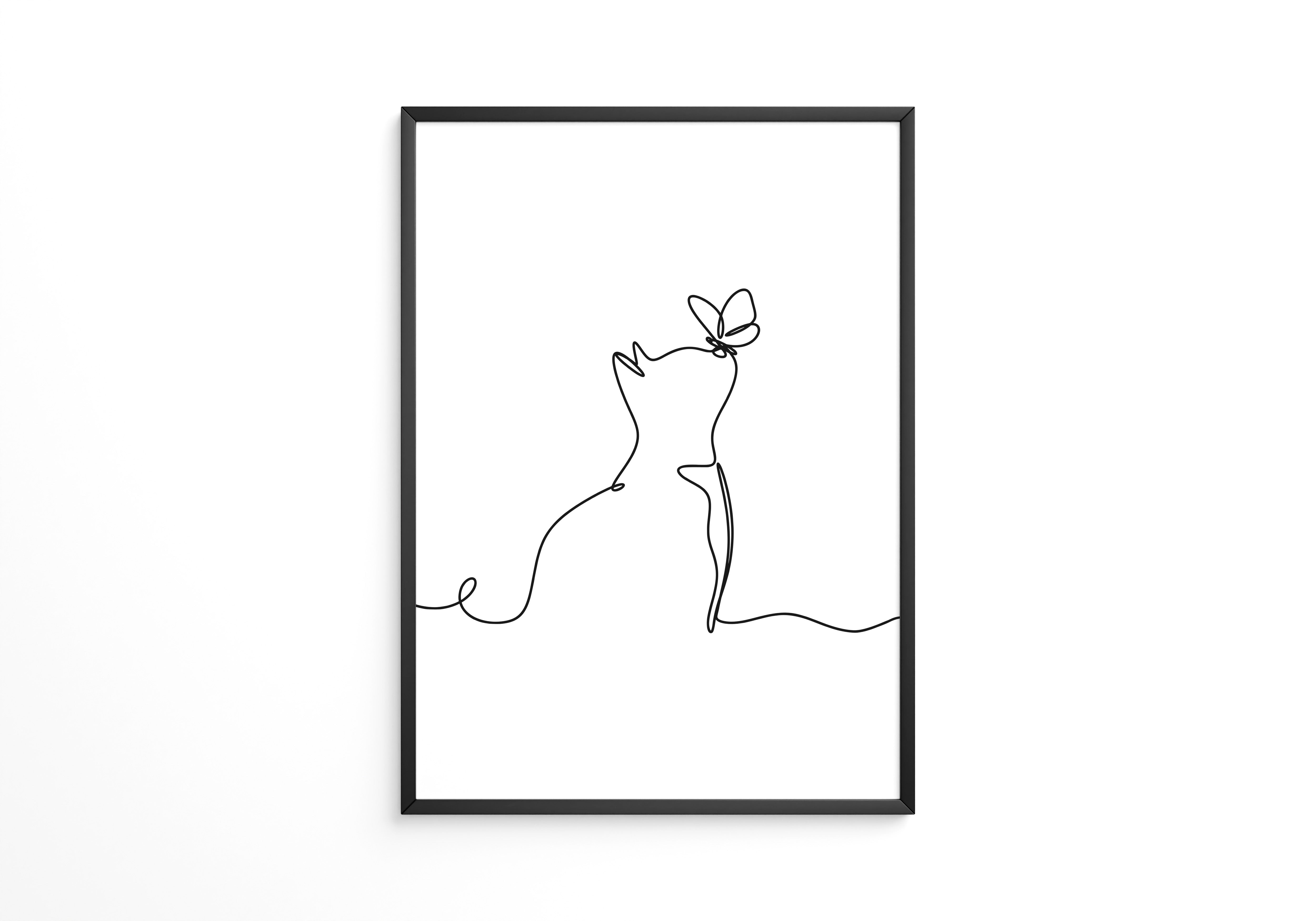 Katze Schmetterling Lineart