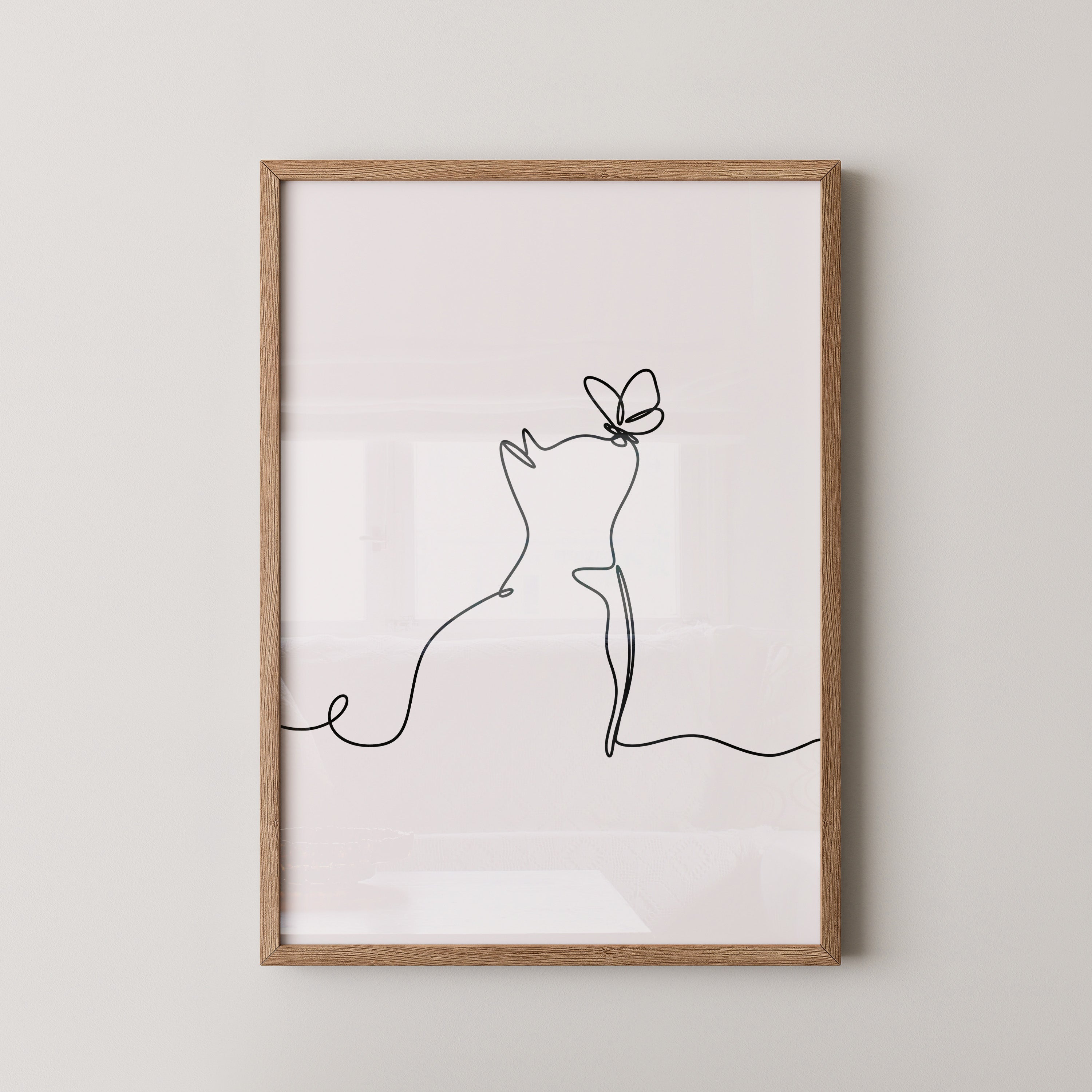 Katze Schmetterling Lineart