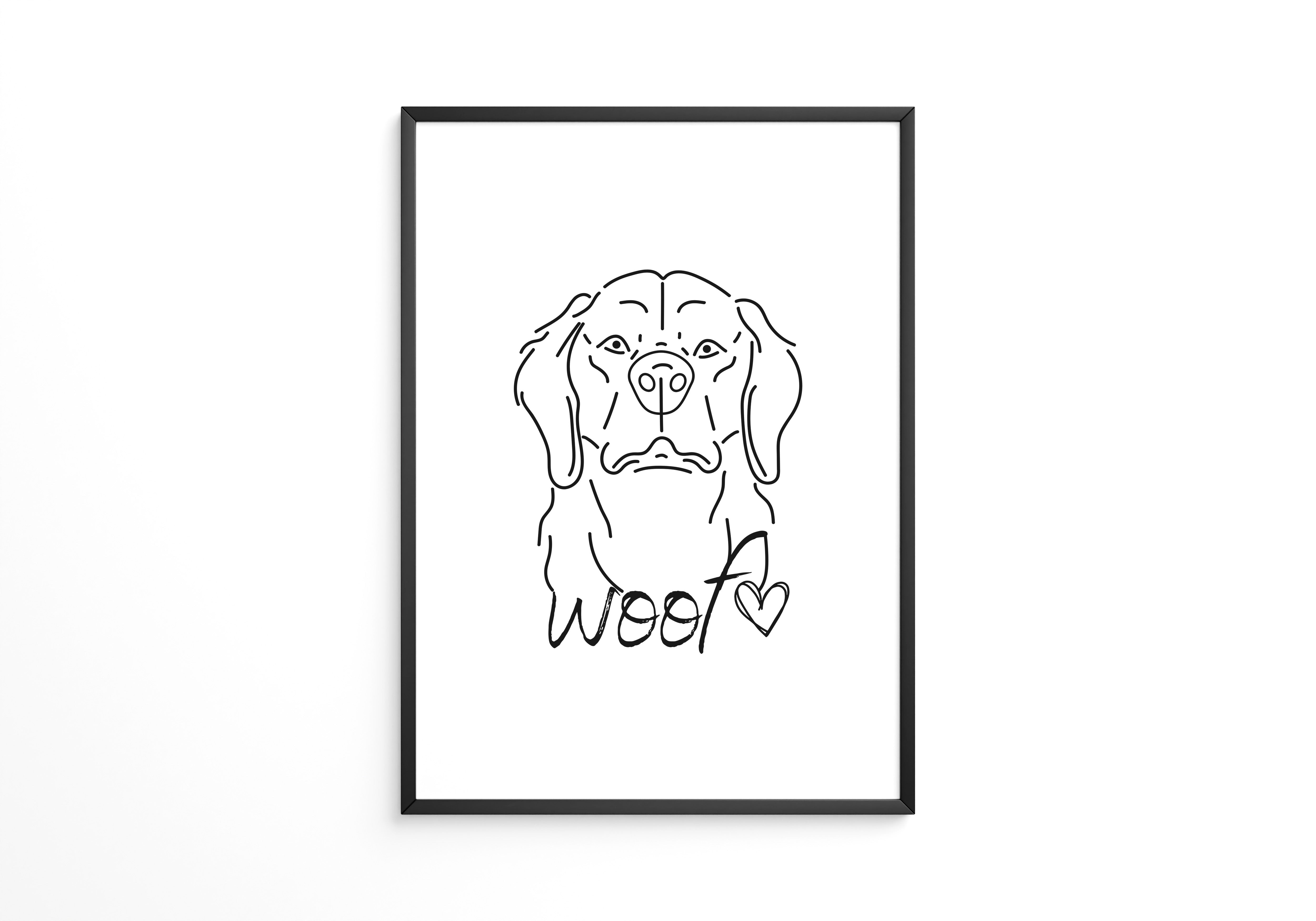 Hundelinie Herz schwarz-weiß