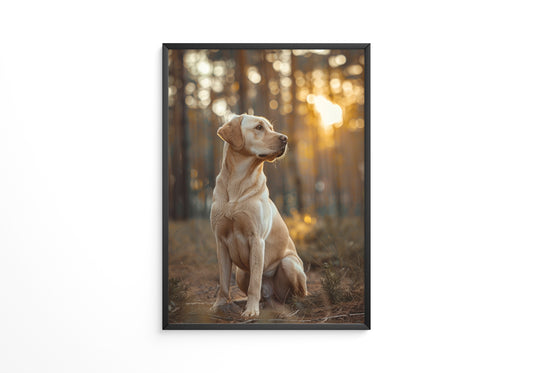 Hund im Wald Sonnenstrahlen