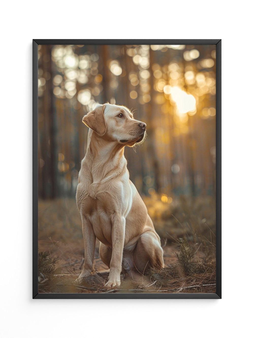 Hund im Wald Sonnenstrahlen