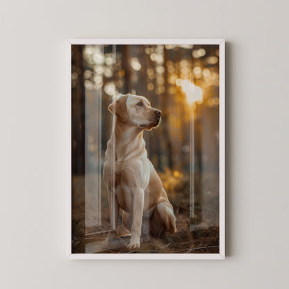 Hund im Wald Sonnenstrahlen