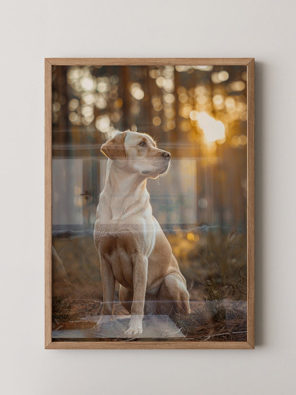 Hund im Wald Sonnenstrahlen
