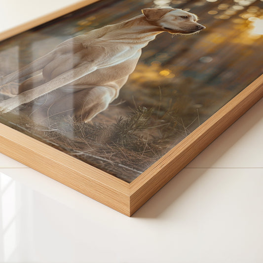 Hund im Wald Sonnenstrahlen