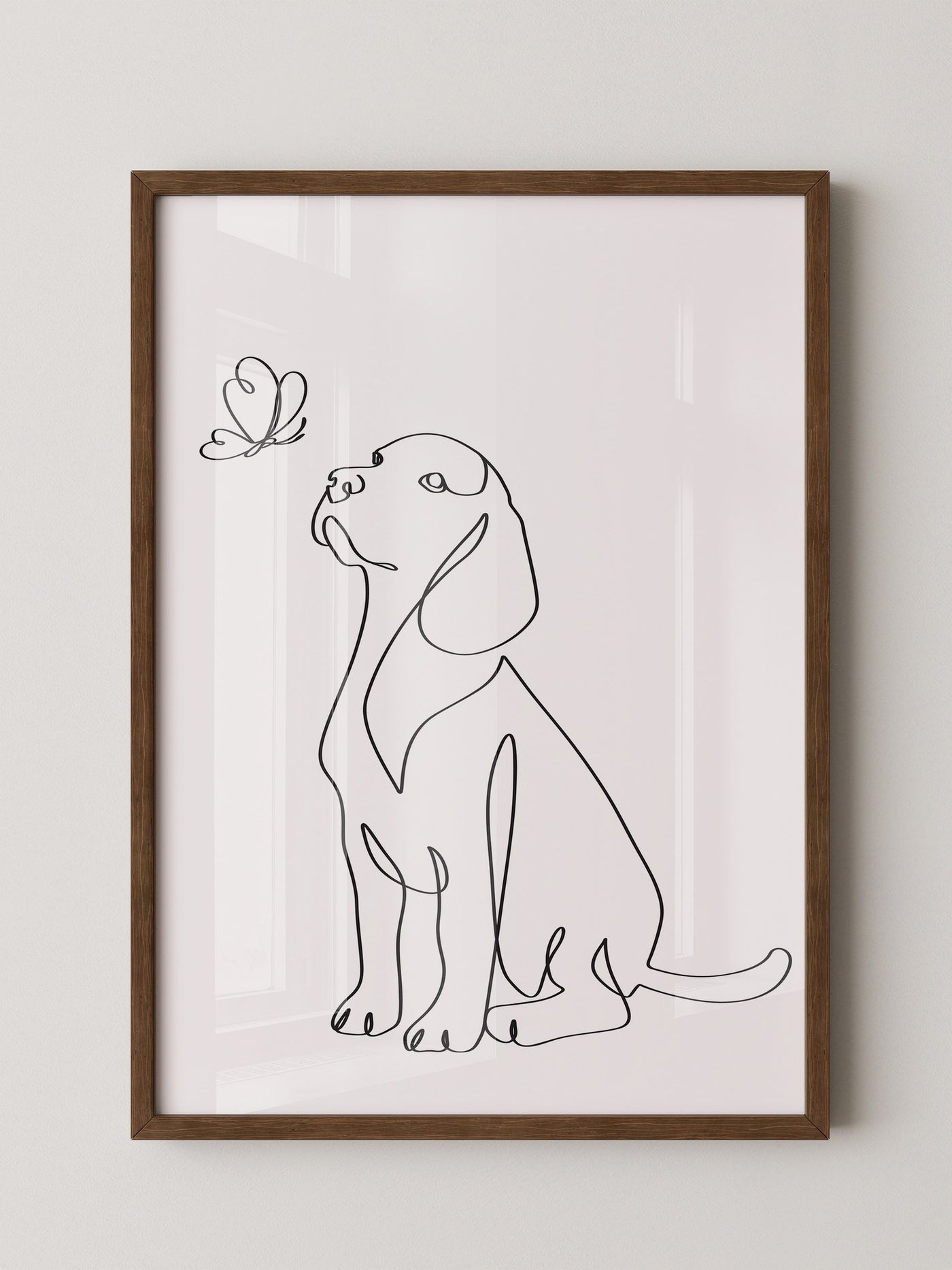 Hund Schmetterling Einlinienstil