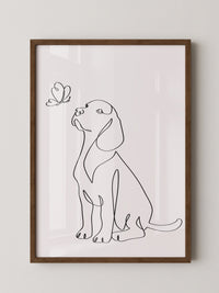 Hund Schmetterling Einlinienstil