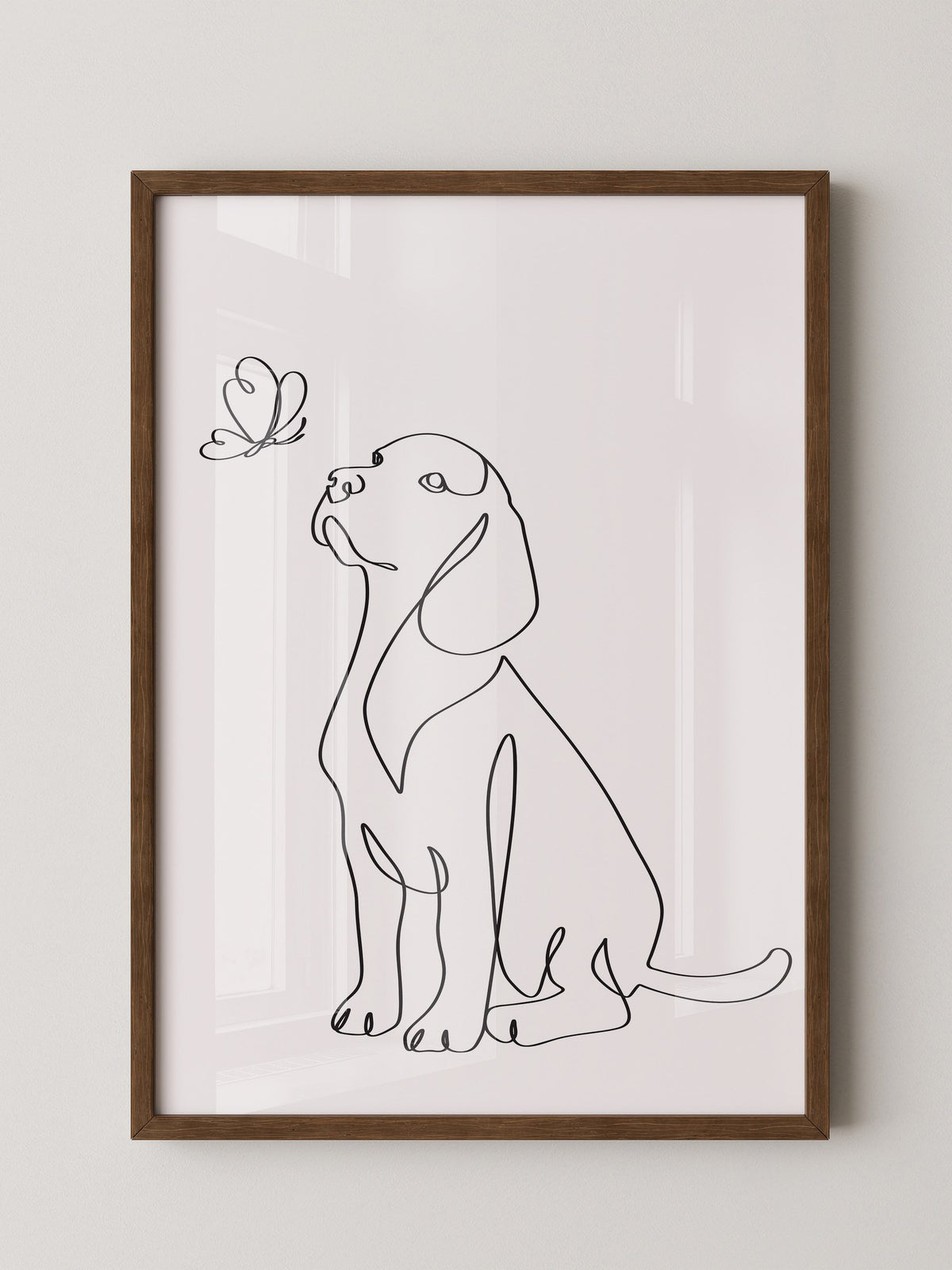 Hund Schmetterling Einlinienstil