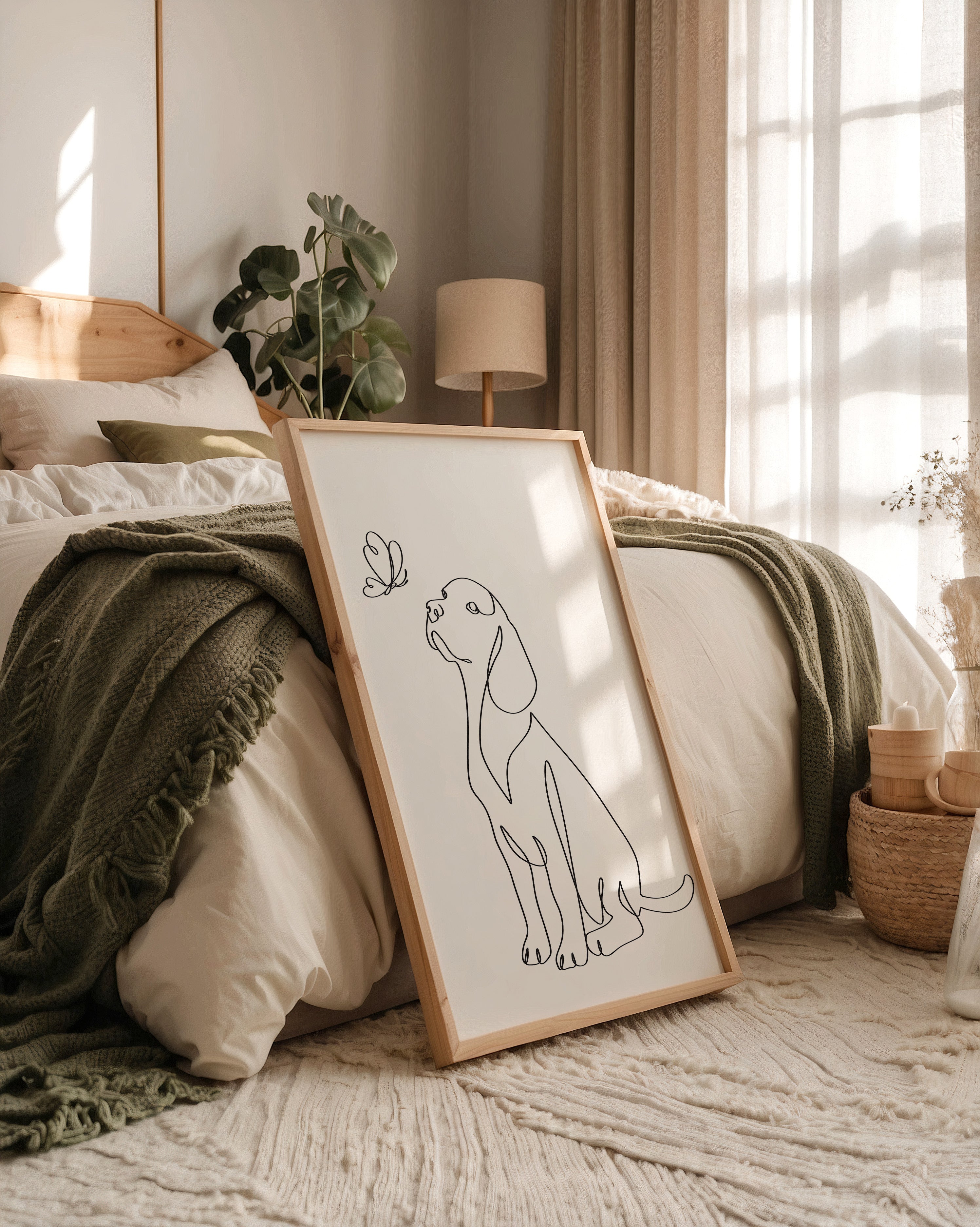 Hund Schmetterling Einlinienstil