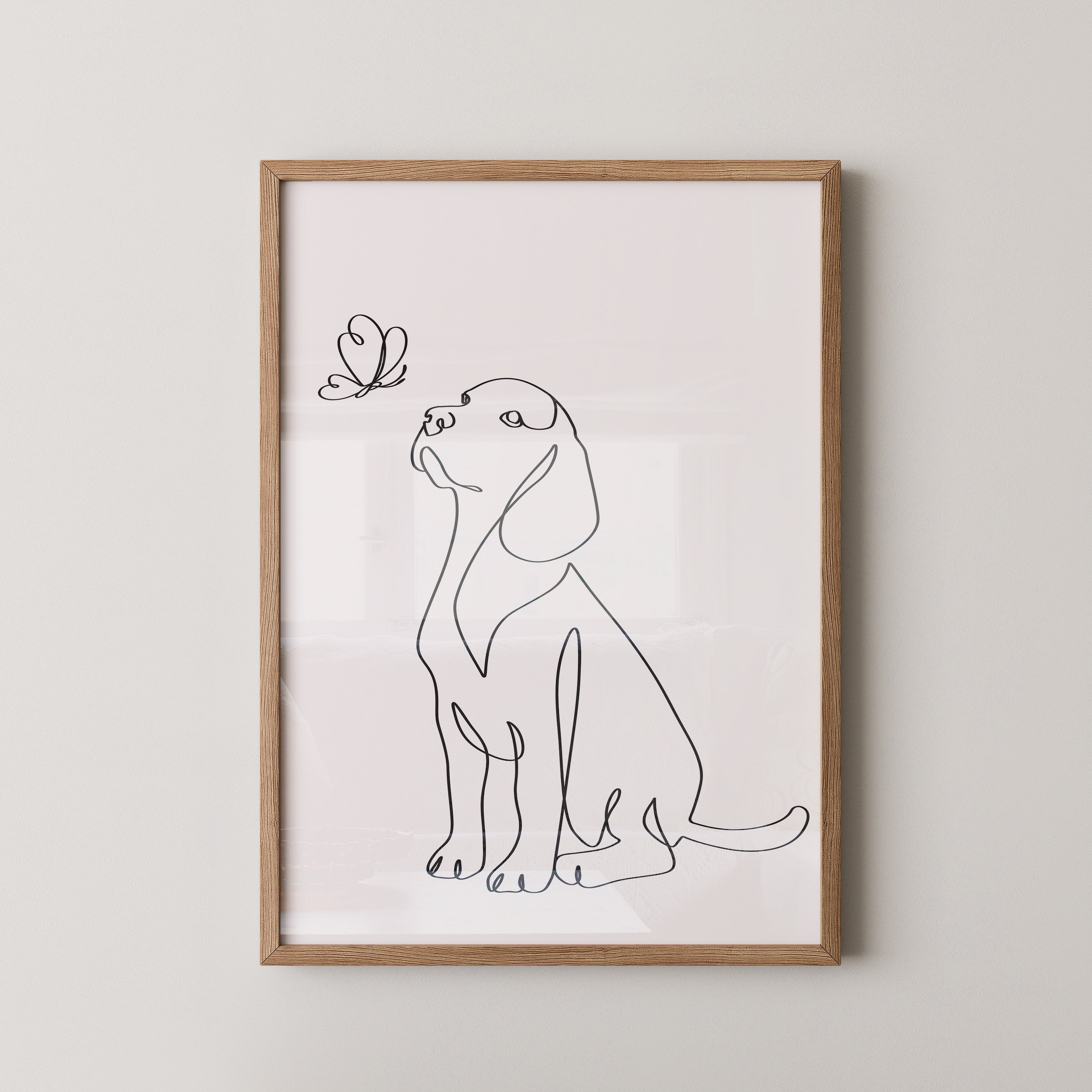 Hund Schmetterling Einlinienstil